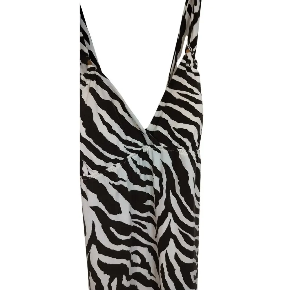 3951) Heart Soul Sleeveless Zebra Print Stretch Knee Length Dress Large - Picture 4 of 6